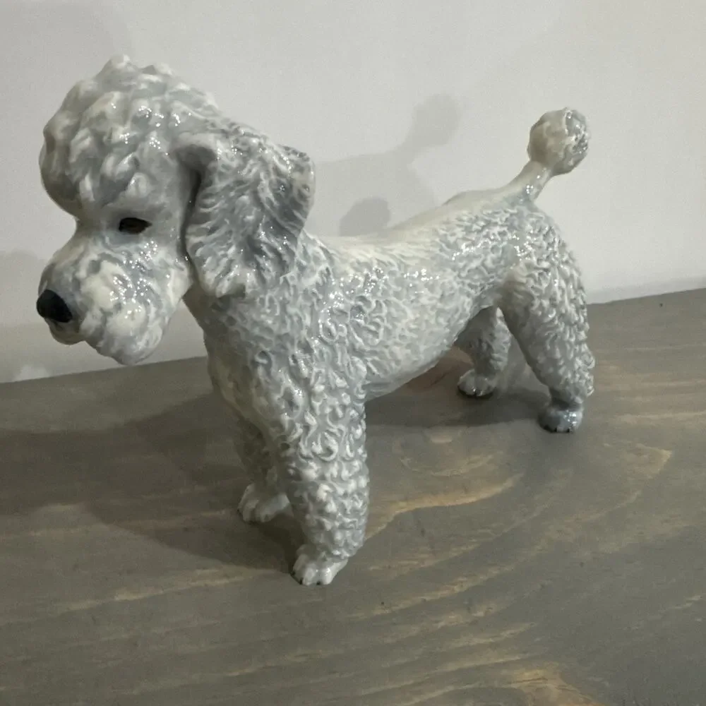 Excellent KERAMOS Wien Vienna Austria Blue STANDARD POODLE Dog Figurine Rare